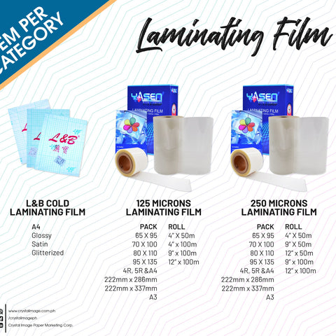 Laminating Film - Crystal Image Paper Marketing Corp